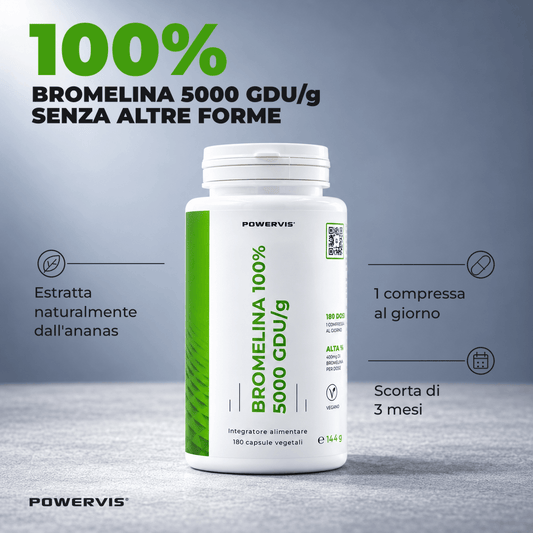 BROMELINA 100% 5000 GDU/g - Integratore alimentare a base di Bromelina 5000 GDU/g