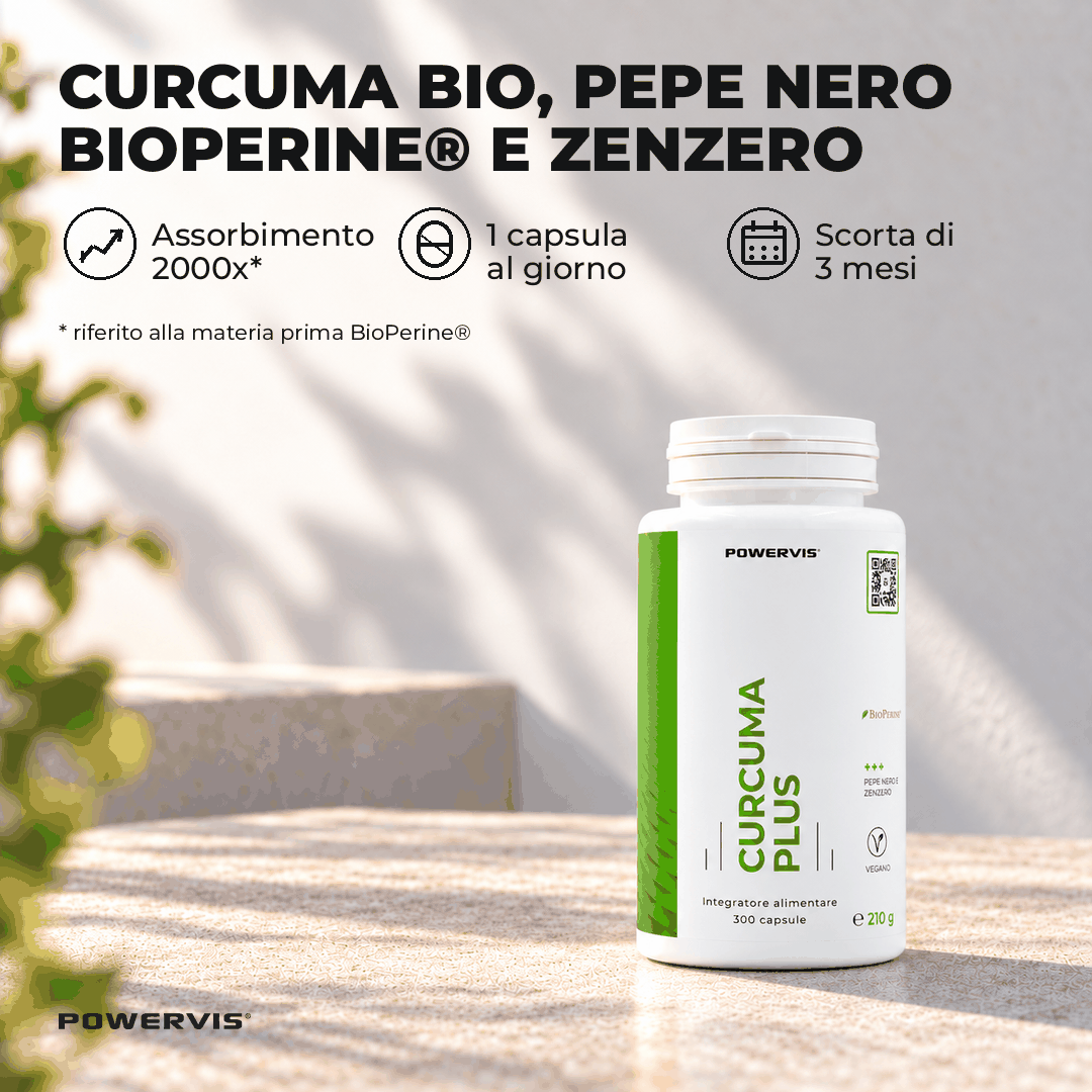 CURCUMA PLUS - Integratore alimentare a base di Curcuma, BioPerine® e Zenzero