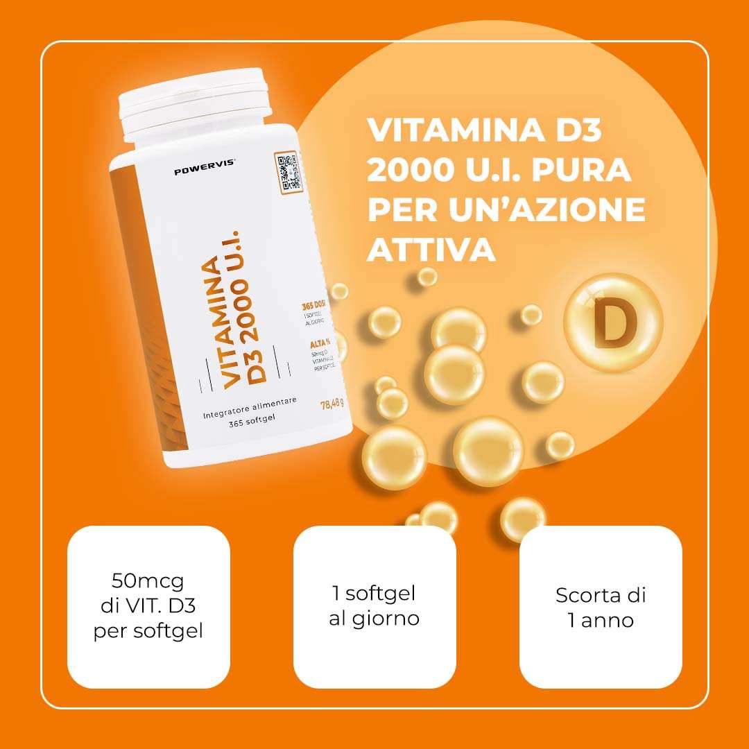 VITAMINA D3 - Integratore di Vitamina D3 2000 U.I. in Softgel