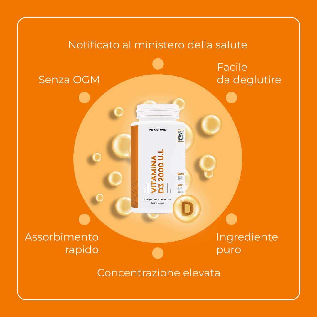 VITAMINA D3 - Integratore di Vitamina D3 2000 U.I. in Softgel
