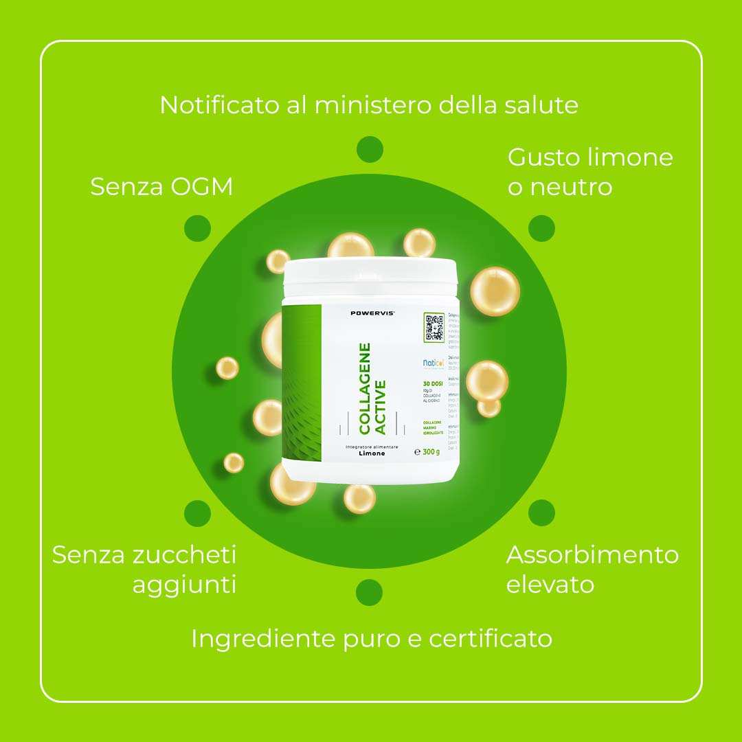 COLLAGENE ACTIVE - Integratore alimentare a base di Collagene Marino Certificato Naticol® in polvere