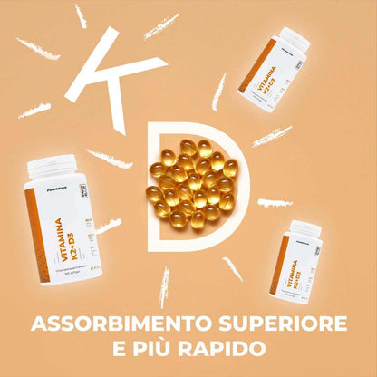 VITAMINA K2 + D3 - Integratore alimentare a base di Vitamina K2 MK-7 + D3 in Softgel