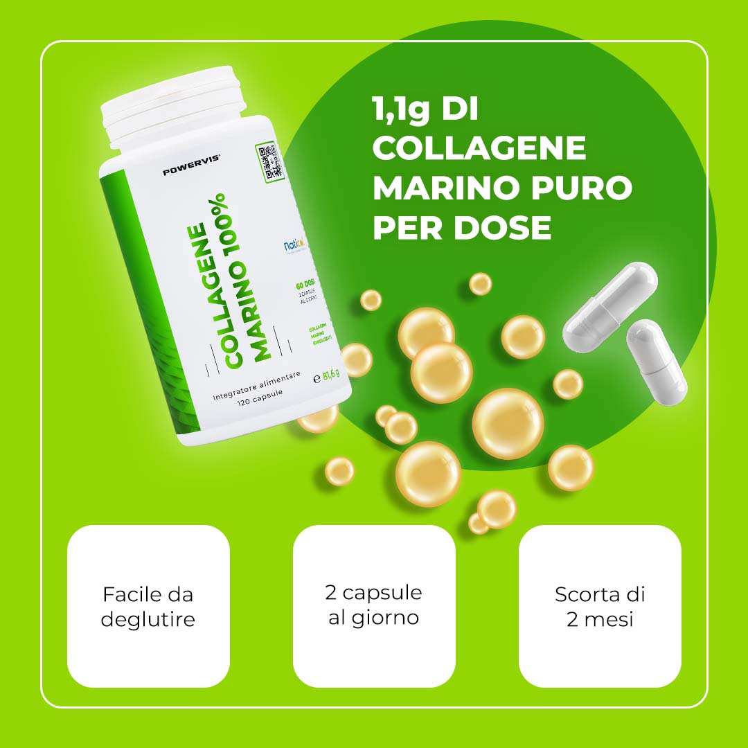 COLLAGENE MARINO 100% - Integratore alimentare a base di Collagene Marino Certificato Naticol® in capsule
