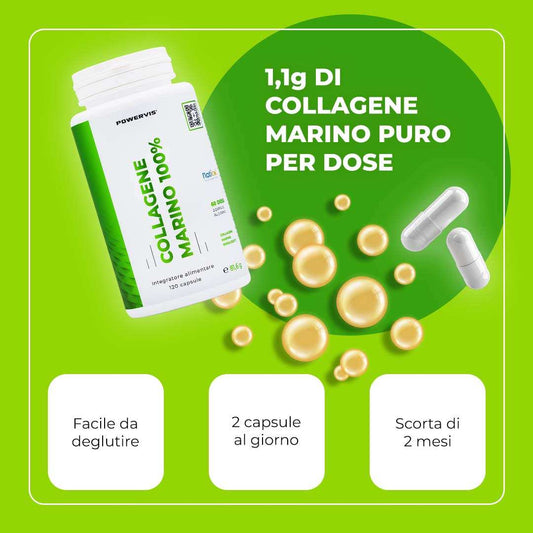 COLLAGENE MARINO 100% - Integratore alimentare a base di Collagene Marino Certificato Naticol® in capsule