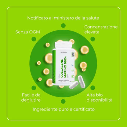 COLLAGENE MARINO 100% - Integratore alimentare a base di Collagene Marino Certificato Naticol® in capsule