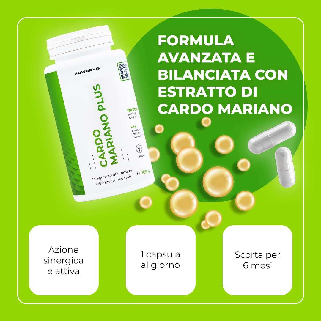 CARDO MARIANO PLUS - Integratore alimentare a base di Estratto di Cardo Mariano, Carciofo e Tarassaco