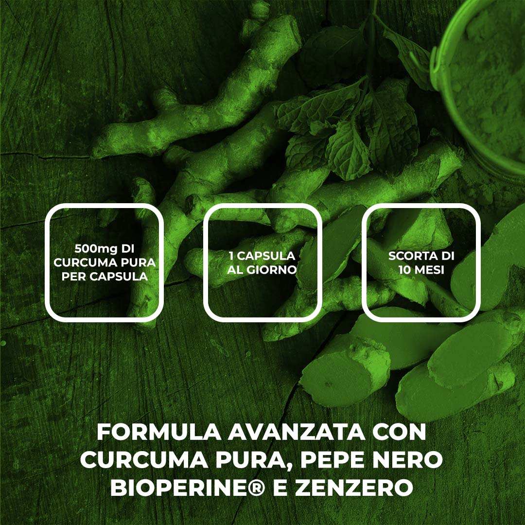 CURCUMA PLUS - Integratore alimentare a base di Curcuma, BioPerine® e Zenzero