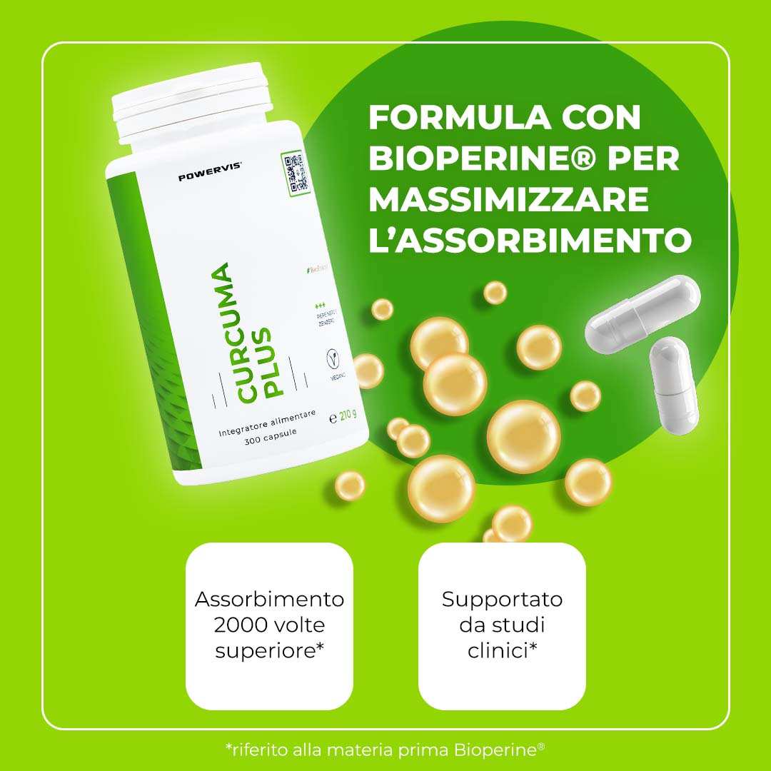 CURCUMA PLUS - Integratore alimentare a base di Curcuma, BioPerine® e Zenzero