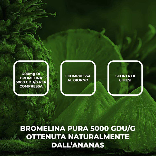 BROMELINA 100% 5000 GDU/g - Integratore alimentare a base di Bromelina 5000 GDU/g
