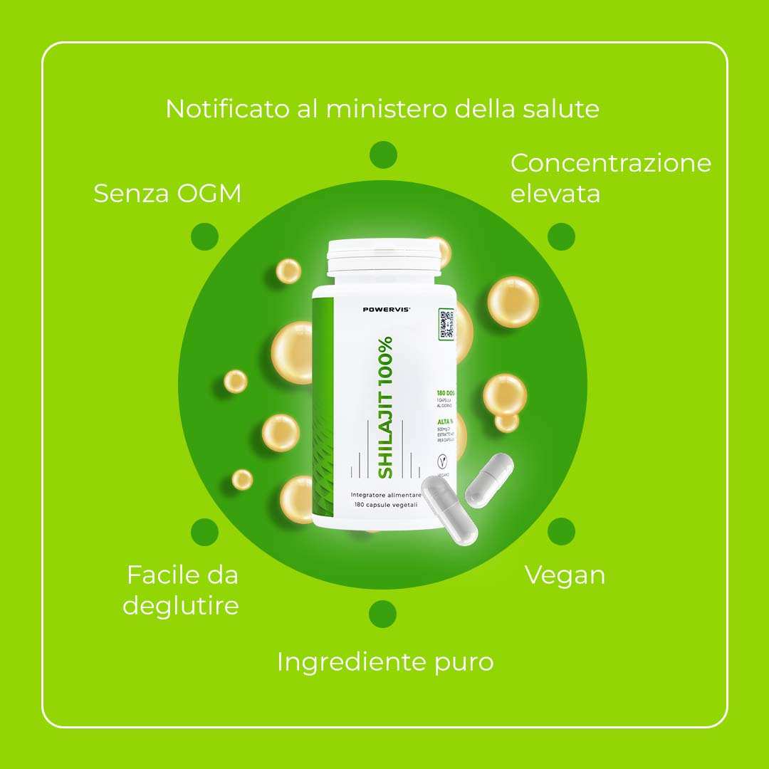 SHILAJIT 100% - Integratore alimentare a base di Estratto Puro di Shilajit Himalayano 40:1