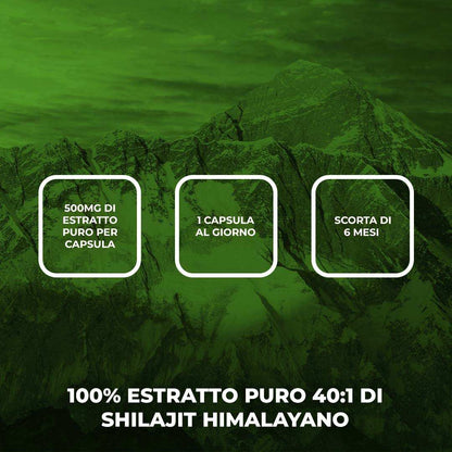 SHILAJIT 100% - Integratore alimentare a base di Estratto Puro di Shilajit Himalayano 40:1