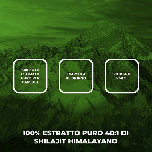SHILAJIT 100% - Integratore alimentare a base di Estratto Puro di Shilajit Himalayano 40:1