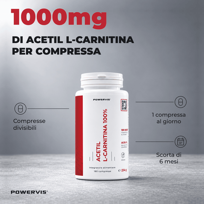 ACETIL L-CARNITINA 100% - Integratore alimentare a base di Acetil L-Carnitina in compresse