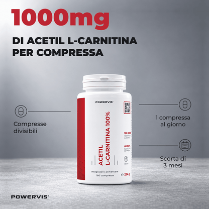 ACETIL L-CARNITINA 100% - Integratore alimentare a base di Acetil L-Carnitina in compresse