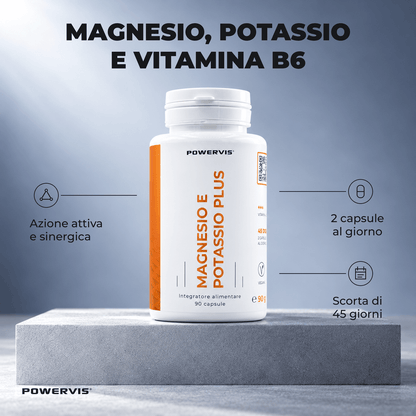 MAGNESIO E POTASSIO PLUS - Integratore alimentare a base di Magnesio, Potassio e Vitamina B6