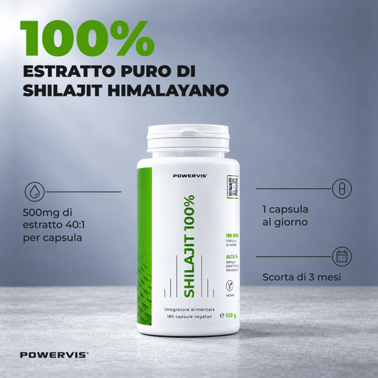 SHILAJIT 100% - Integratore alimentare a base di Estratto Puro di Shilajit Himalayano 40:1