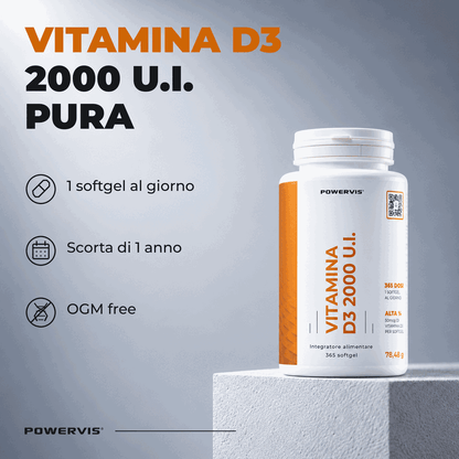 VITAMINA D3 - Integratore di Vitamina D3 2000 U.I. in Softgel